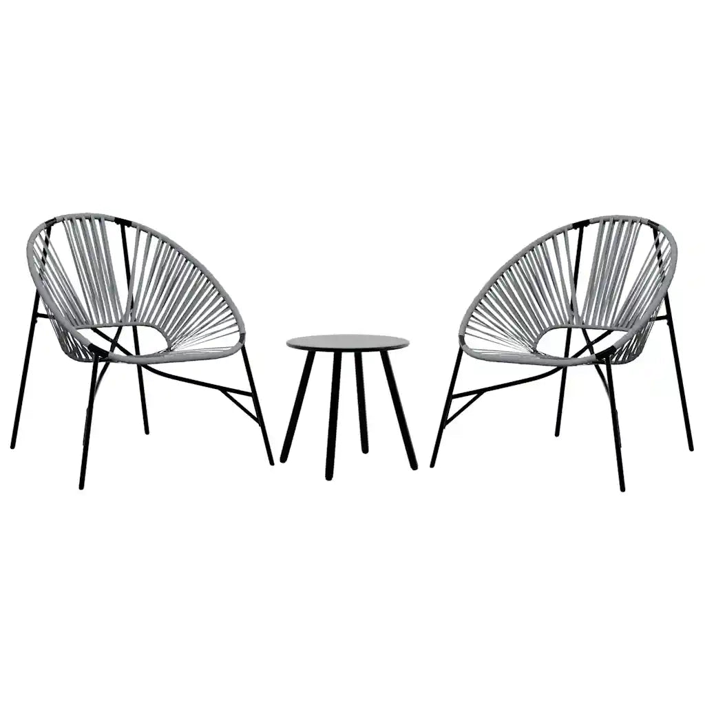 Set di Sedie da Giardino 3 pz | Sedie da Esterno in Polyrattan Nero e Grigio Chiaro