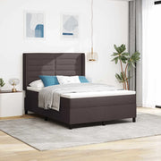 Letto a Sorgente LED Marrone Scuro 140 x 200 cm Tessuto 3343444
