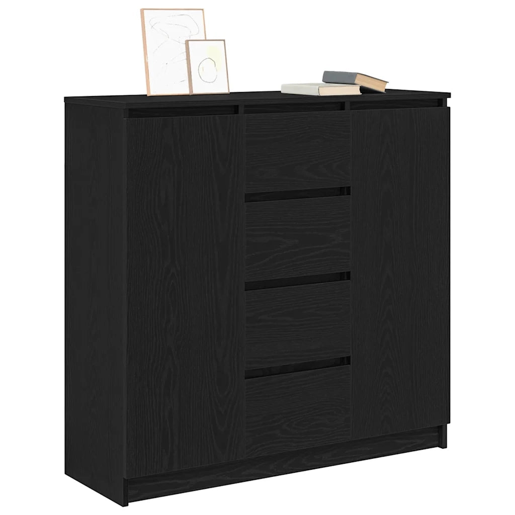 Credenza con Cassetti Rovere Nero 100,5x35x98,5 cm Truciolato 3328454