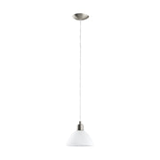 Lampadario A Sospensione Moderno Brenda Acciaio Nichel Vetro 1 Luce E27