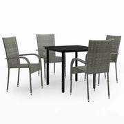 Set Mobili da Pranzo per Giardino 5 pz | Set Salotto da Giardino Grigio e Nero