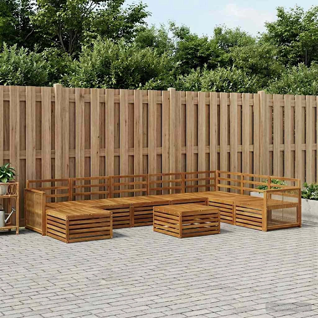 Set di divani da esterno 9 pz Naturale Legno di Acacia Massello 3383747