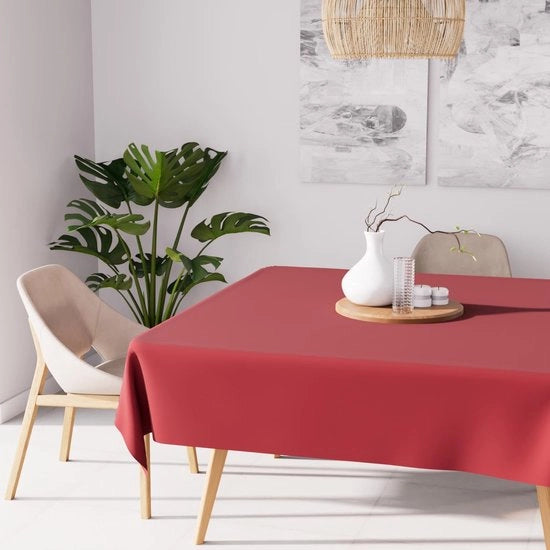 Tappeto quadrato da tavolo con protezione contro macchie in ocre, 180x180 cm, colore rosso