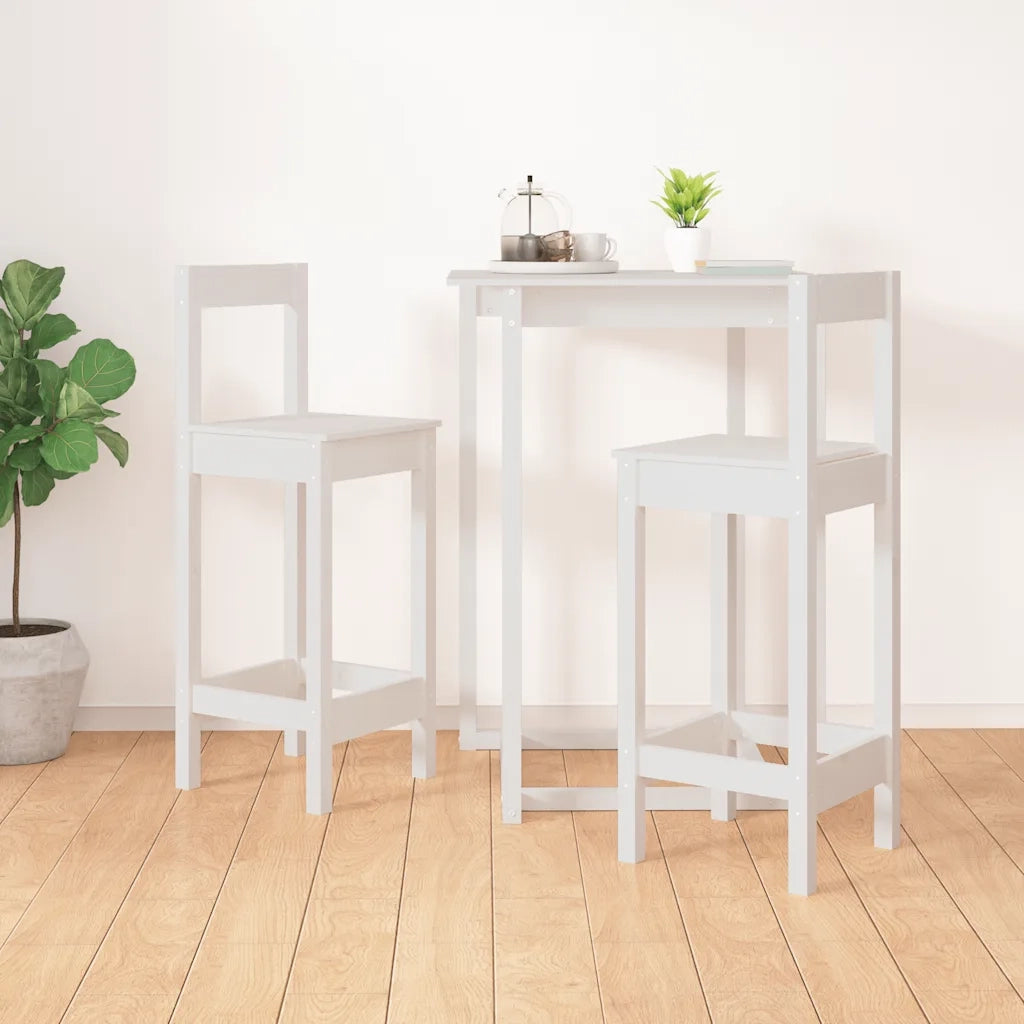 Sedie da Bar 2 pz | Sedie da cucina Bianche 40x41,5x112 cm Legno Massello di Pino