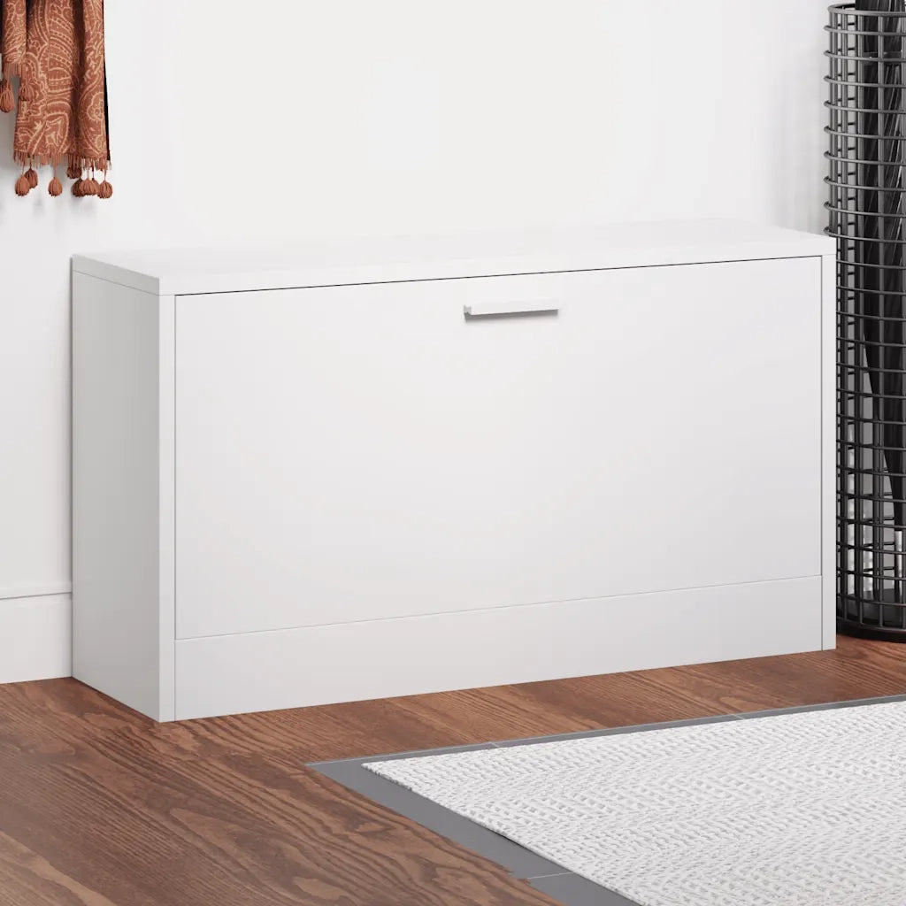 Panca Scarpiera Bianco Lucido 80x24x45 cm in Legno di Argilla 342643