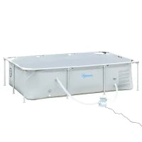 Piscina Fuori Terra Autoportante, Piscina Rigida Rettangolare con Filtro e Valvola in Acciaio e PVC, Grigio, 252x152x65cm