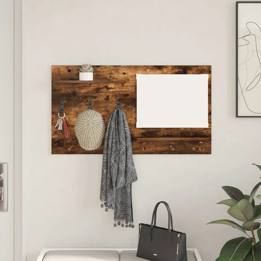 Appendiabiti a muro con lo scaffale Rovere fum¨¦ 90 x 10 x 50 cm CFW8162690