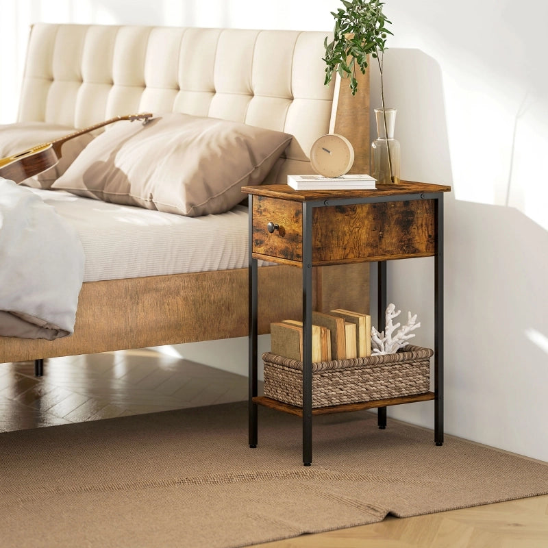 TAVOLINO con cassetto e vano aperto 25 x 39,8 x 58,2 cm Marrone
