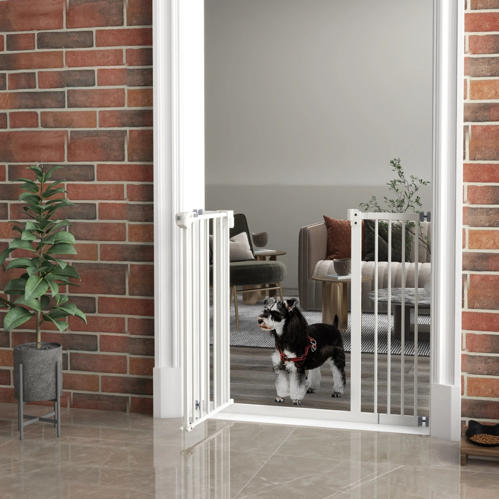 Cancelletto di Sicurezza per Cani ¨C Xylo ¨C Metallo e Plastica, 74-94 cm, Bianco