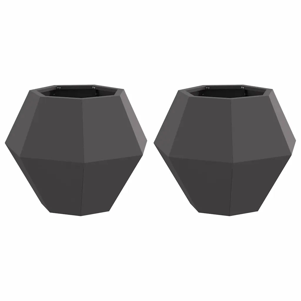 Fioriera 2 pcs Nero 50 x 50 x 40 cm Acciaio 884053