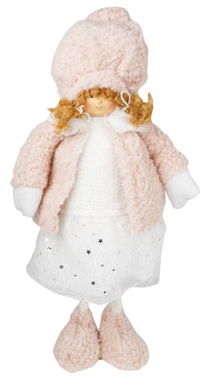 Bambola Natalizia H40 cm in Tessuto Rosa