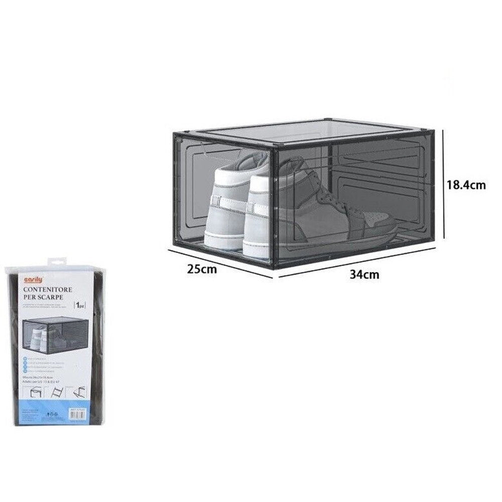 Trade Shop - Box Contenitore Per Scarpe Calzature Scatola Portascarpe Impilabile 34x25x18.4cm 87649 -