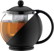 Theepot in vetro con filtro a te' – 1,2 Litri – Incluso infusore – Resistente al calore – Per te' in bustina – Nero