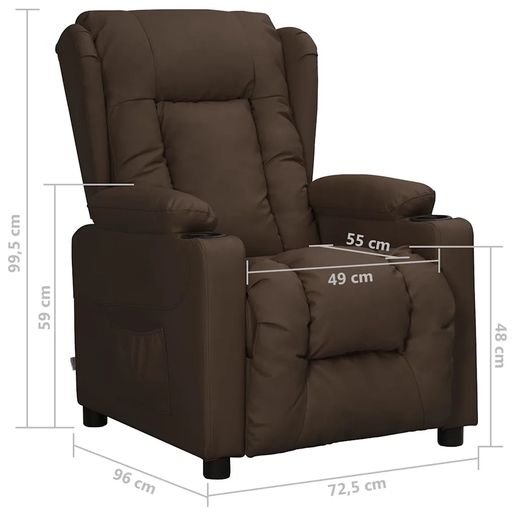 Divano Sedia-Poltrona Reclinabile Marrone in Similpelle 846999