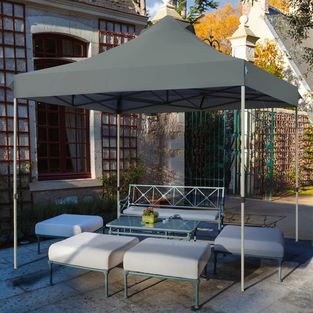 Tendone pop up 3x3m pieghevole impermeabile con borsa a ruote, Tenda da festa all'aperto facile da montare Grigio scuro-Gazebo