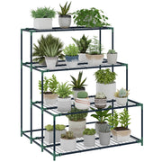 Scaffale Porta Piante a 4 Livelli in Acciaio, 94x84x110 cm, Verde Scuro