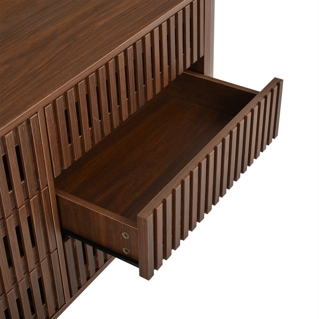 Credenza 160x40x70 cm con 6 cassetti in MDF noce