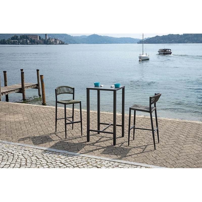 Tavolo Iseo Alto In Acciaio 70x70 Antracite Moia