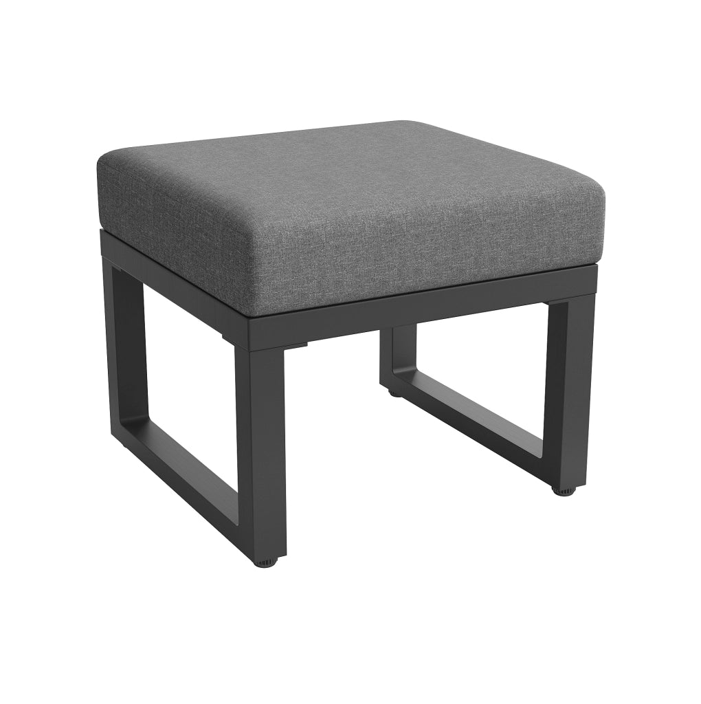 Salotto da giardino modulare; 8 posti con cuscini da 8 cm; ferro e vetro; grigio