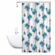 Trade Shop - Tenda Doccia Vasca Impermeabile 12 Ganci Decorazione Fiori Blu 180x200 Cm 79224 -