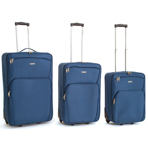 Set 3 Valigie Trolley Morbide in Poliestere 2 Ruote Ravizzoni Perla Blu