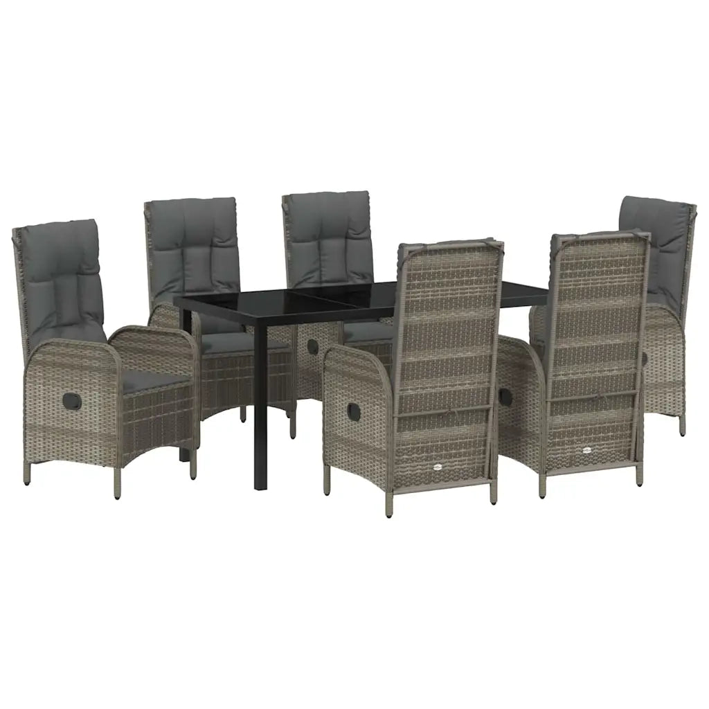 Set da Pranzo per Giardino con cuscino 7 pcs Grigio polyrattan 3380131