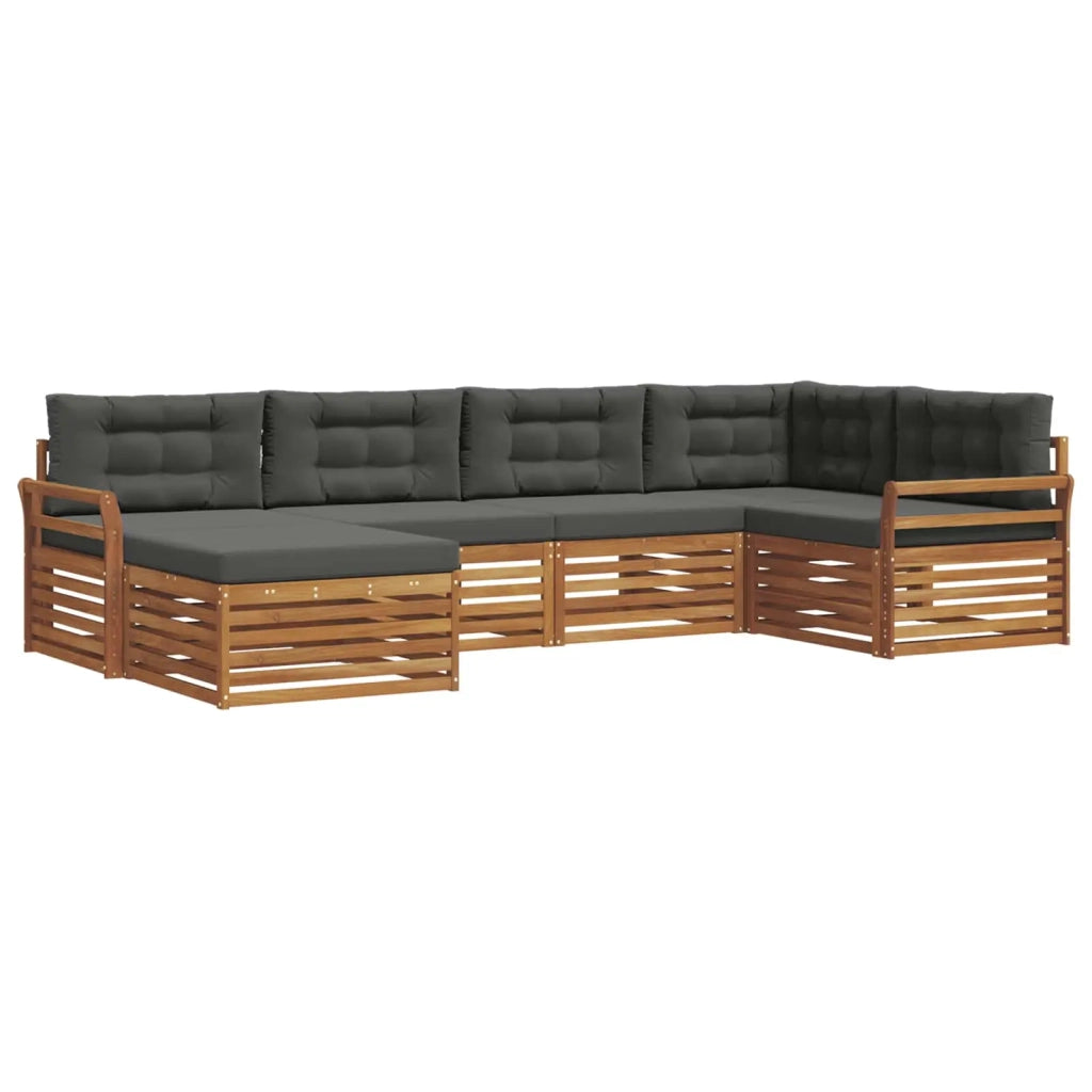 Set di divani da esterno con cuscino 6 pcs Naturale e Antracite