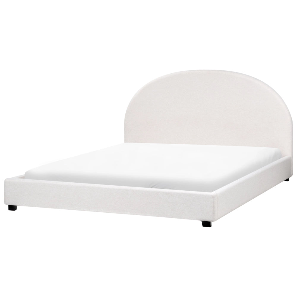 Letto matrimoniale in tessuto bianco sporco 180 x 200 stile retrò minimalista