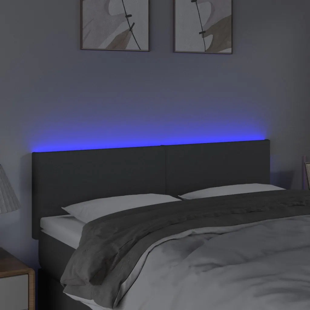Testiera a LED Grigio Scuro 144x5x78/88 cm in Tessuto cod mxl 45388