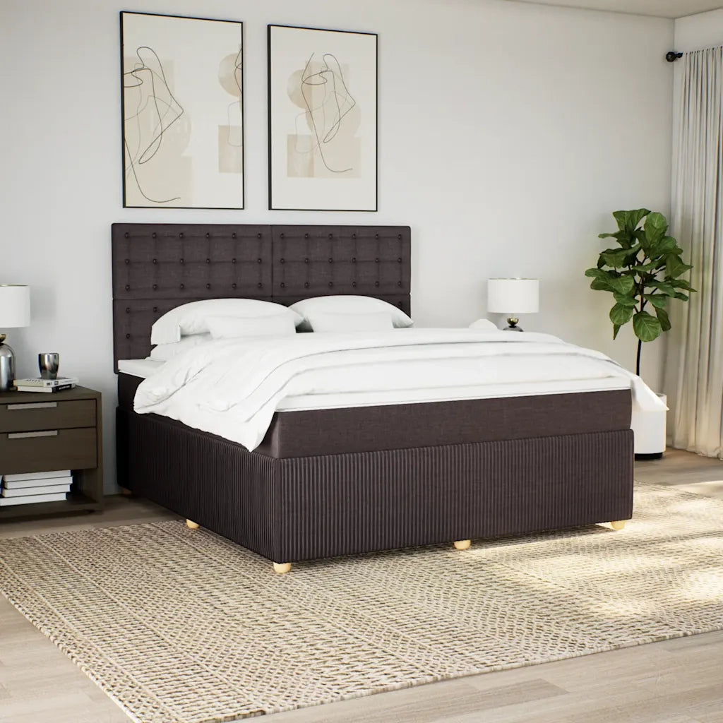 Giroletto a Molle con Materasso Marrone Scuro 180x200cm Tessuto