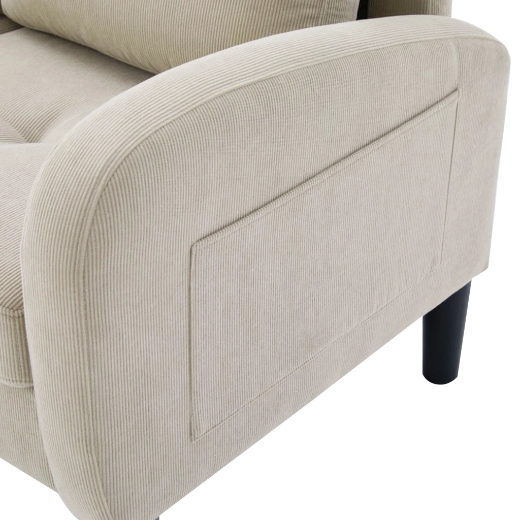 Divano Angolare con Chaise Longue 3 Posti ¨C MINIMAL ¨C Tessuto a Coste, Gambe in Plastica, 166x118x77 cm