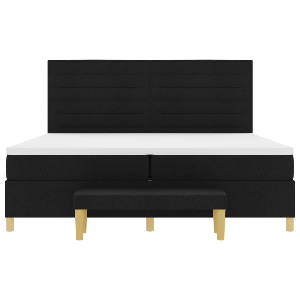 Letto a Molle con Materasso e Panchina vitaXL Nero 200x200 cm Tessuto