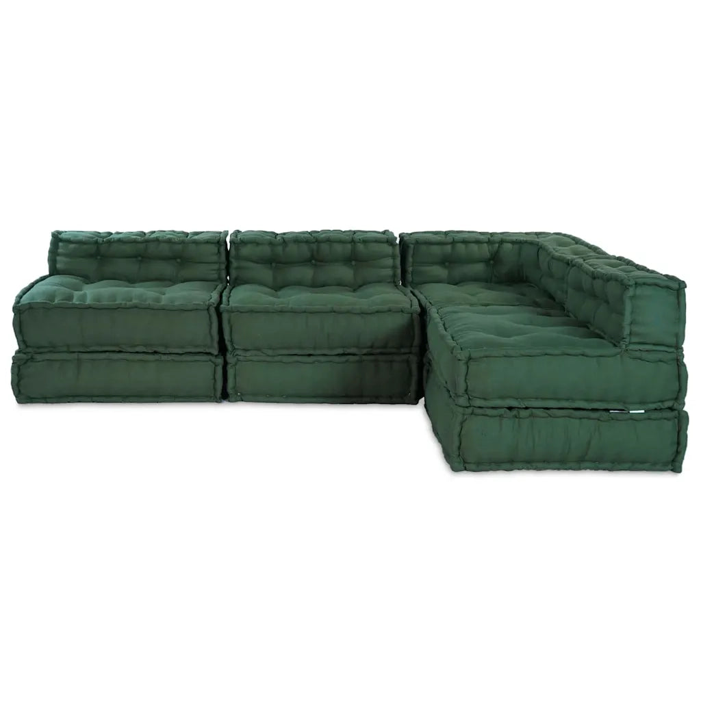 Unità di Divano Modulare 4 pcs Verde Tessuto