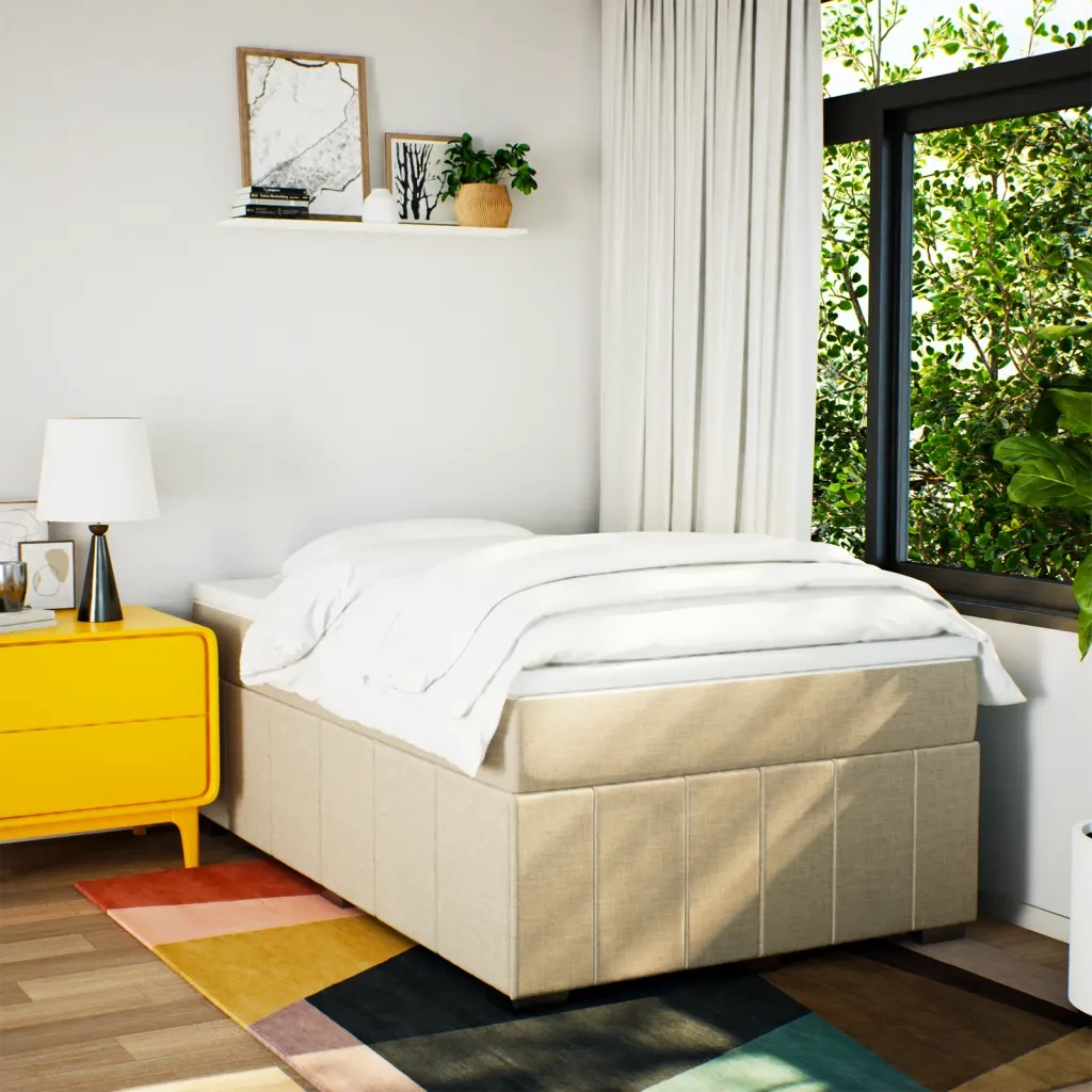 Giroletto a Molle con Materasso Crema 120x190 cm in Tessuto 3285461