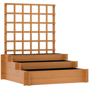 Fioriera con Grigliato a 3 Livelli 95x95x110 cm in Legno di Abete e Tessuto non Tessuto Marrone
