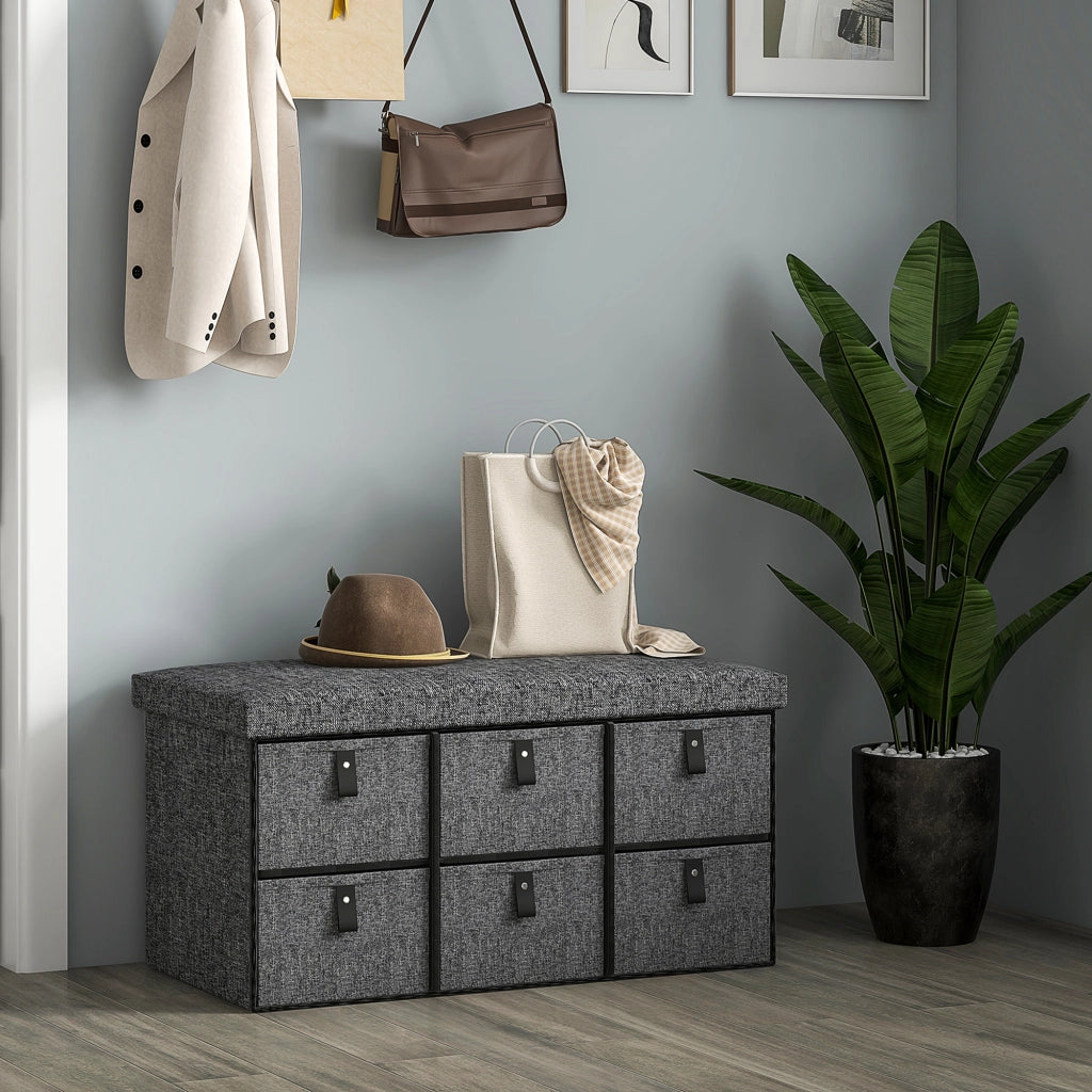 Panca Scarpiere Imbottita ¨C zephmum ¨C Grigio 6 Scomparti