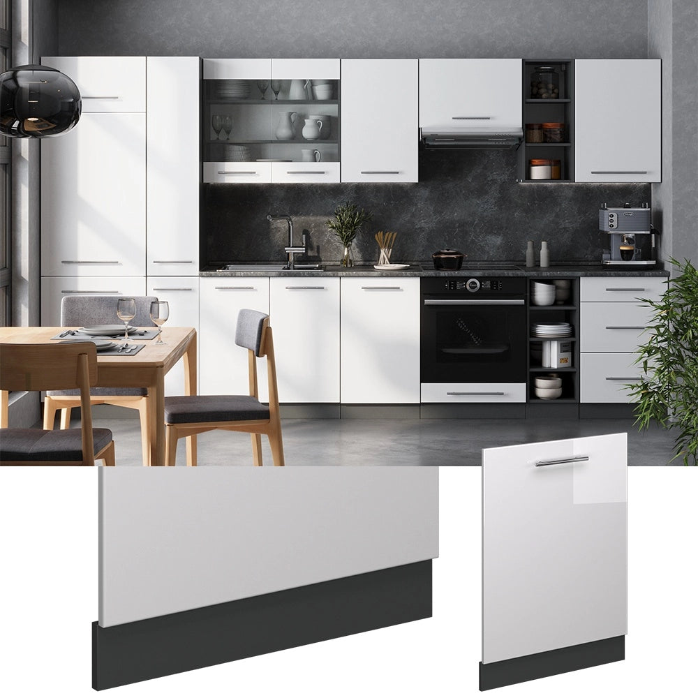 Pannello frontale della lavastoviglie Fame-Line Bianco lucido/Antracite 60 cm, PL Rovere Vicco
