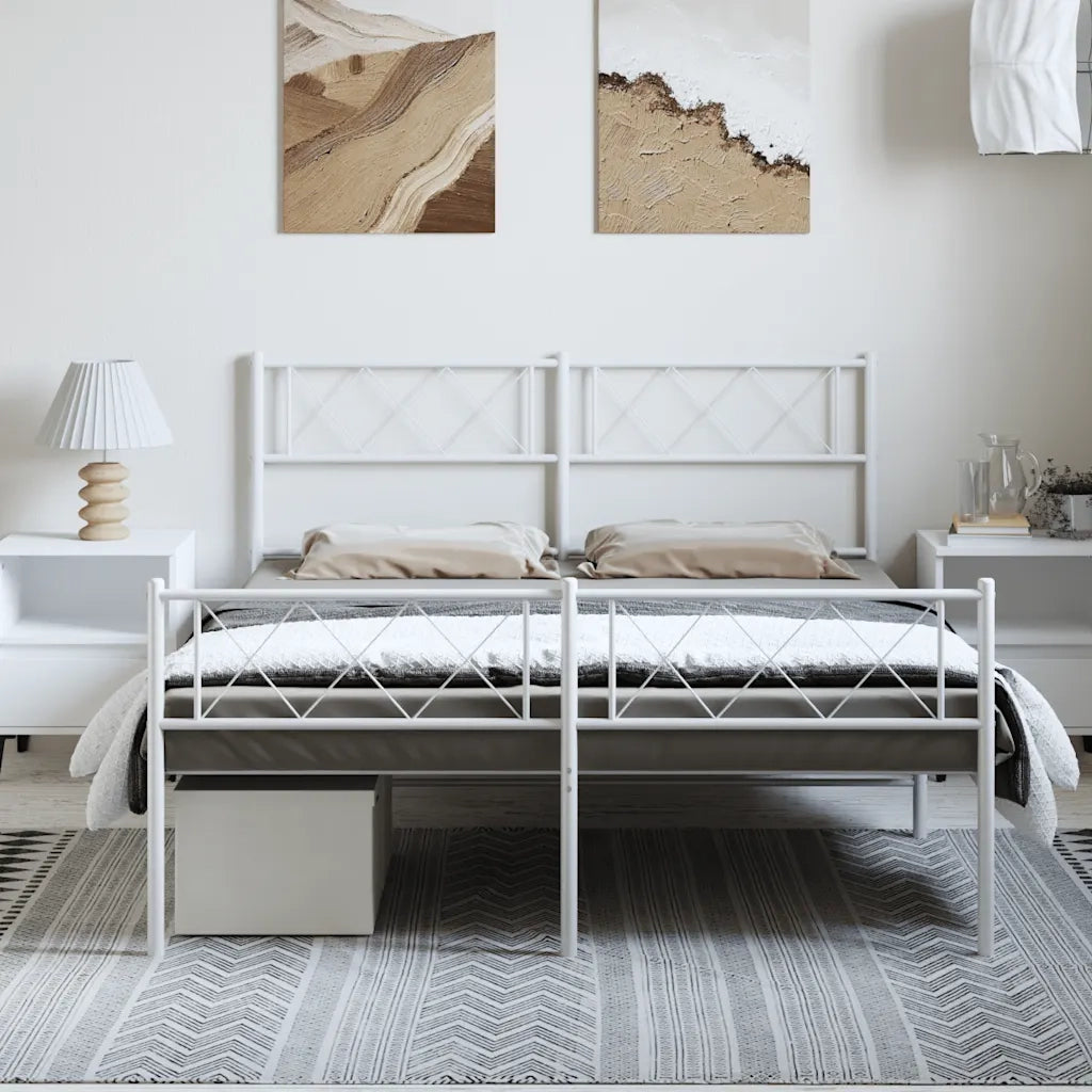 vidaXL Giroletto con Testiera e Pediera Metallo Bianco 150x200 cm