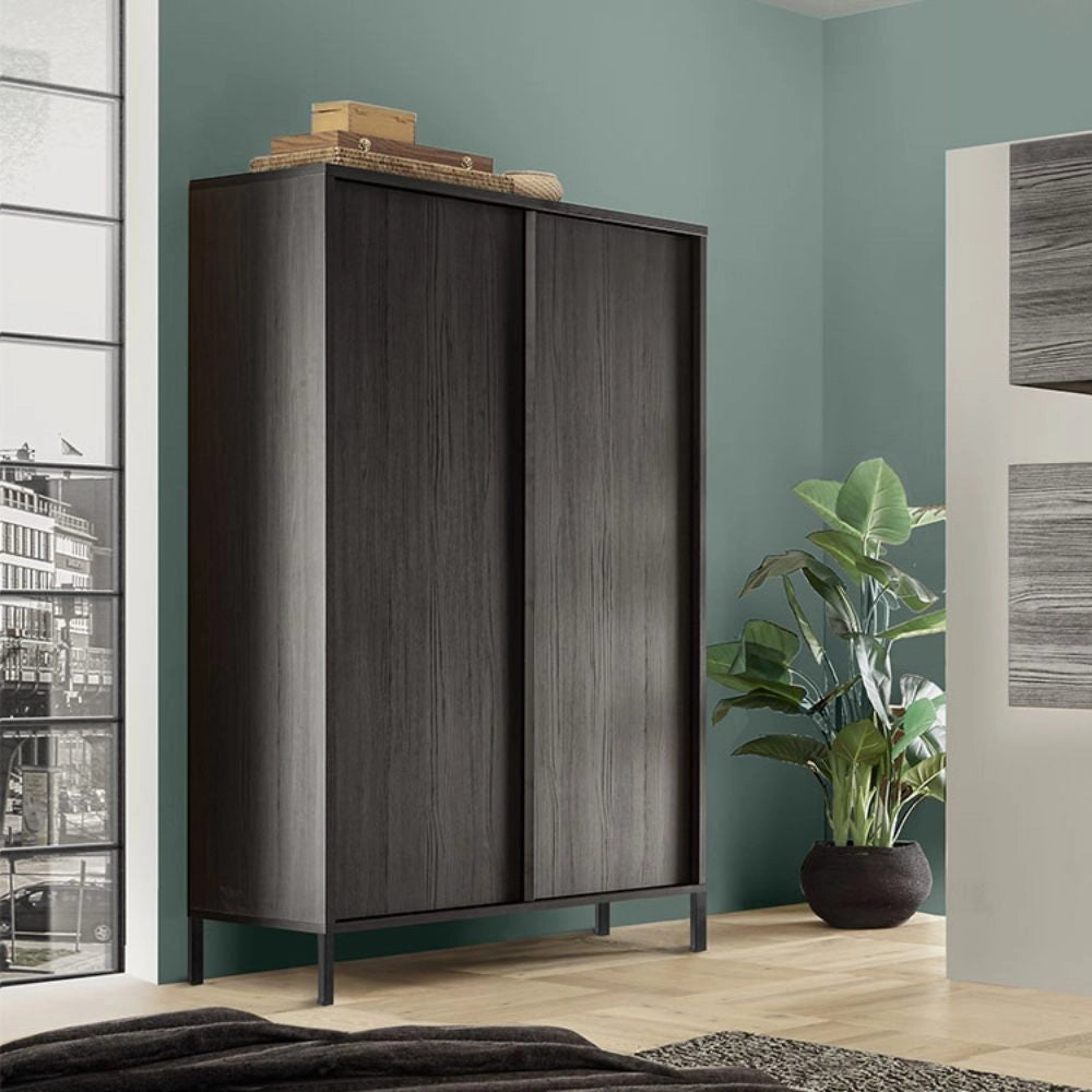 Madia alta contenitore 2 ante Giugi 106x40x177 colore nero frassinato