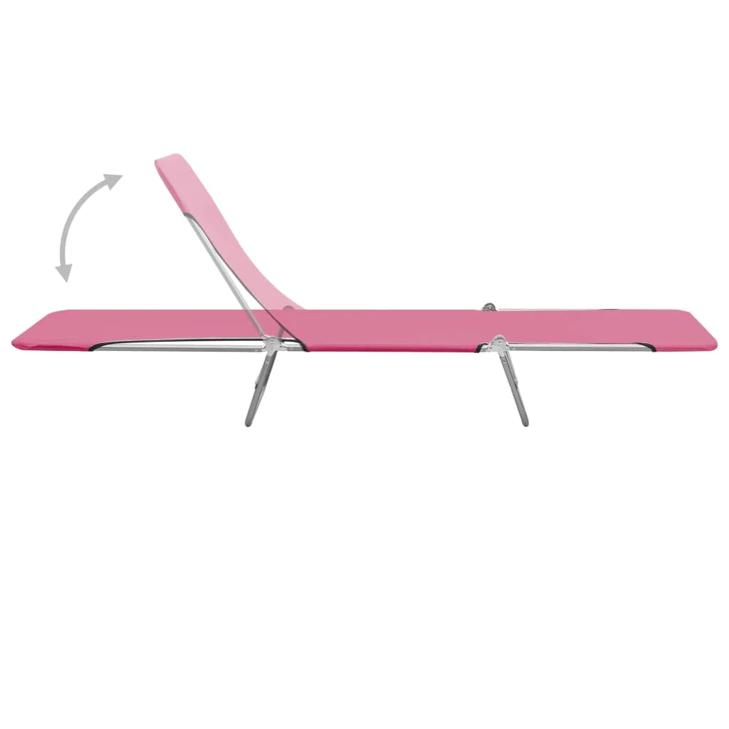 Lettini prendisole pieghevoli 2 pezzi acciaio e tessuto rosa 02_0011937