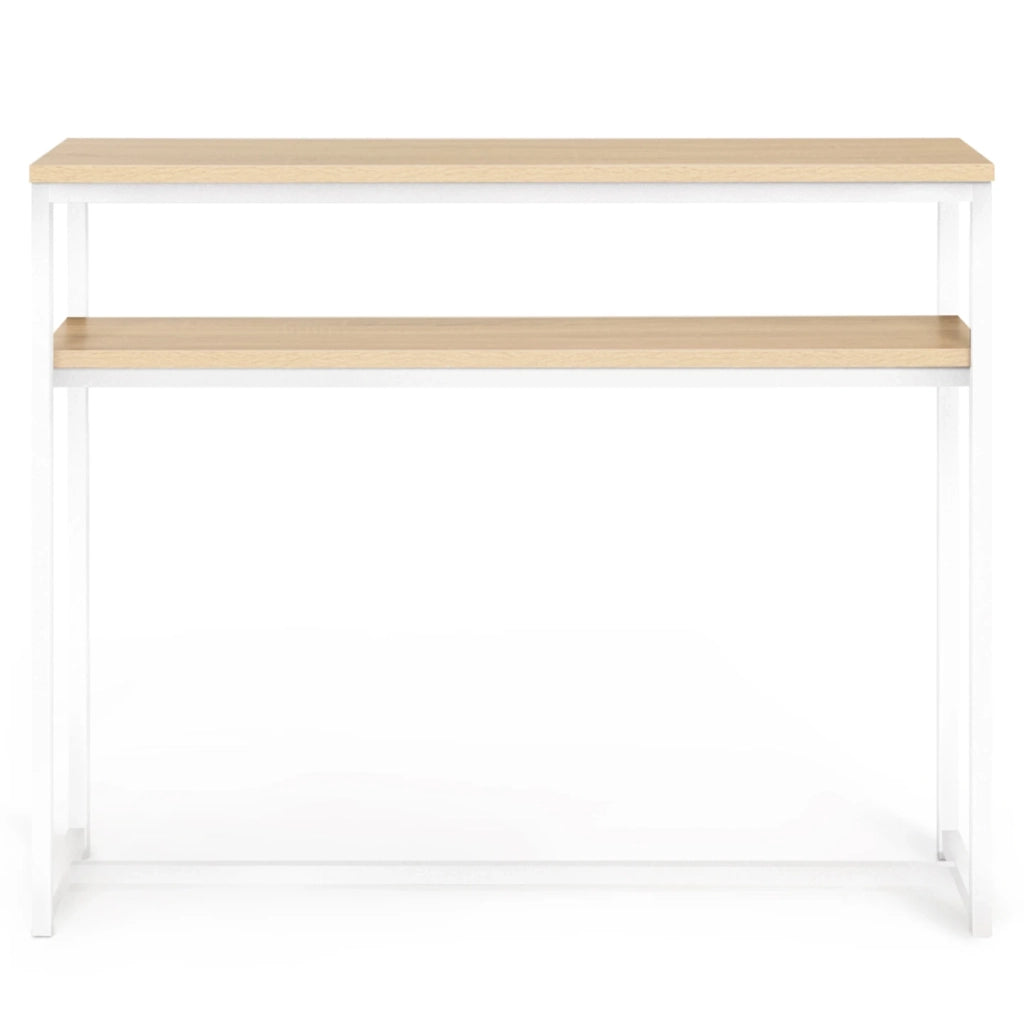IDMarket - Consolle doppia DETROIT design industriale legno e metallo bianco