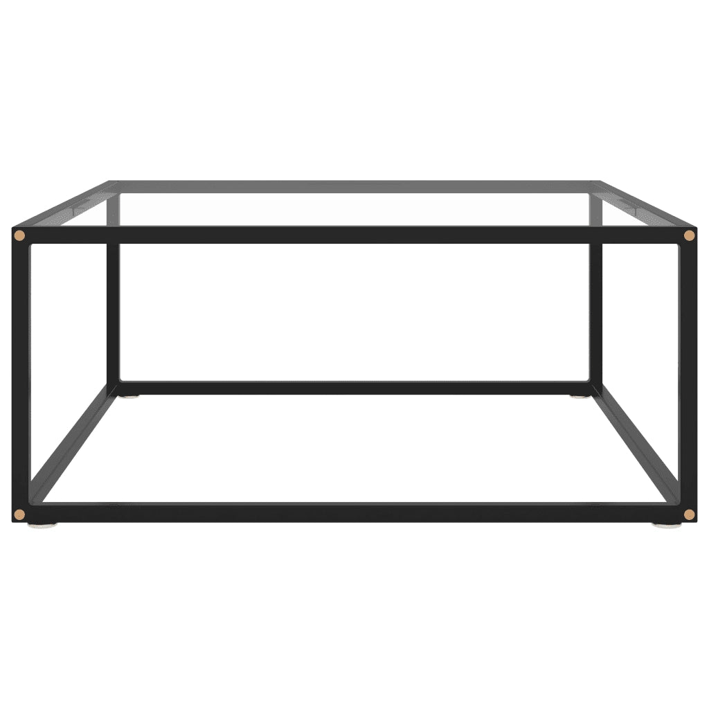 Tavolino da Salotto Nero con Vetro Temperato 80x80x35 cm  cod mxl 15878
