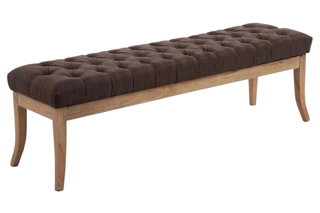 Panca design RAMSES in legno chiaro antico tessuto marrone,150 cm