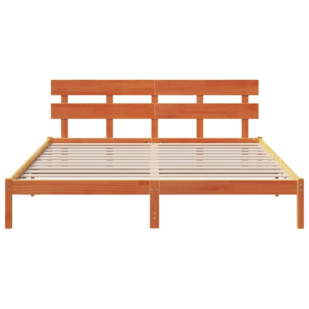 Struttura del letto Marrone 200 x 200 cm Legno massello di pino 872151