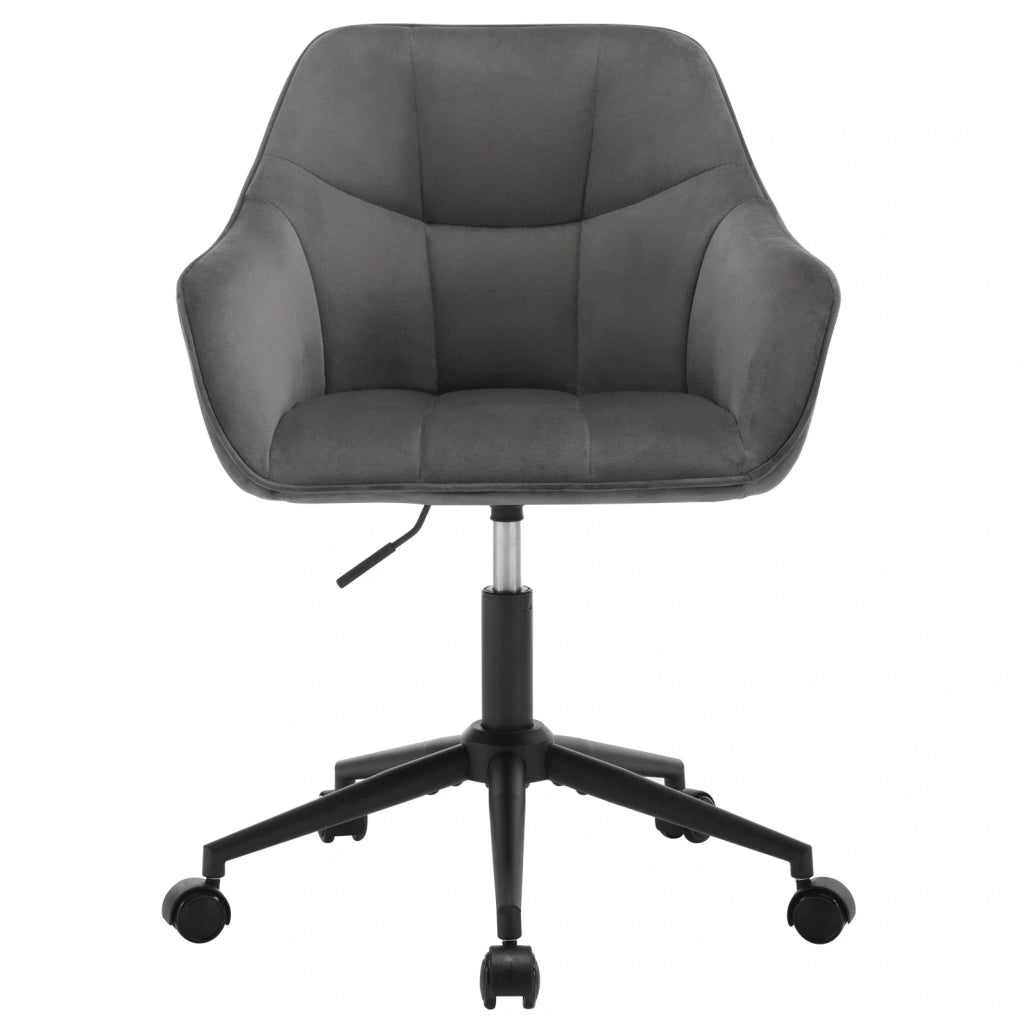 Sedia ergonomica girevole in velluto grigio scuro per ufficio e casa