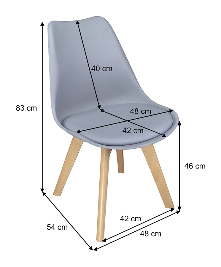 Sedia in plastica grigia, sedia da pranzo piede in legno (2 pz.) - Mia - SD01MIPL