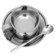 Set di Caffè in Acciaio Inossidabile da 6 pezzi - Caffè con Tazza e Cucchiaio - Caffè con Coperchio - Ideale per Bar/Caffè - Progetto Sostenibile - Caffè in Acciaio Inossidabile