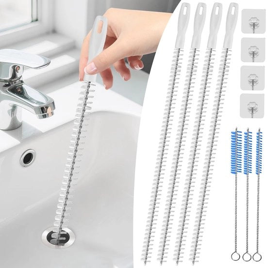 Set di spazzole per pulizia dei tubi 45 cm - Spazzola per scarico - Spazzola per bottiglie - Haken - Nylon - Multifunzionale per scarichi