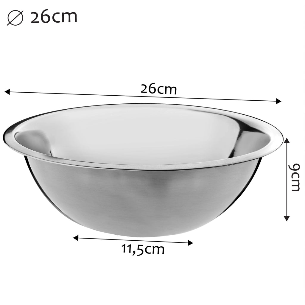 Ciotola da cucina KADAX rotonda in acciaio inox da 26 cm per insalate e cottura