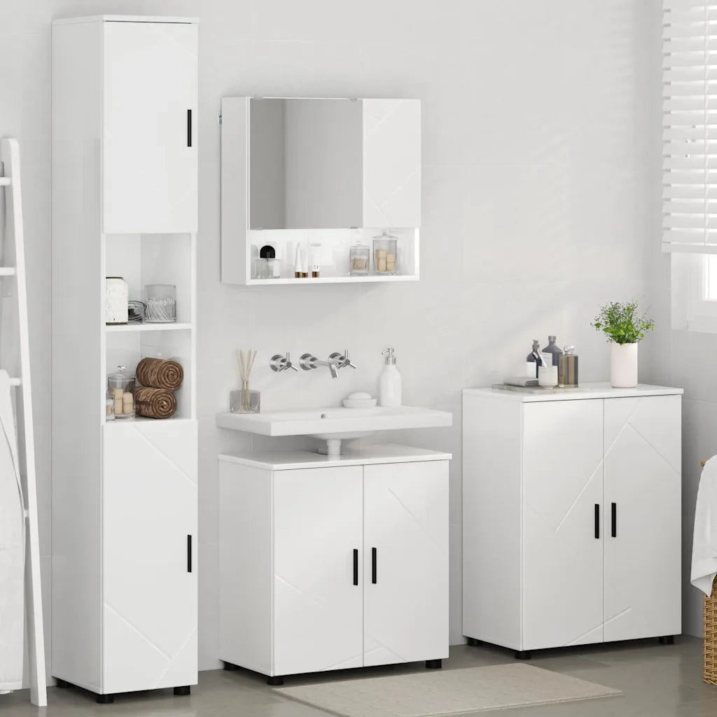 Set di mobili per il bagno con porta 4 pcs Bianco Lucido 3393007